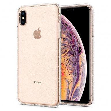 Spigen Liquid Crystal Glitter Case - тънък качествен термополиуретанов калъф за iPhone XS Max (прозрачен) 