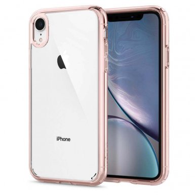Spigen Ultra Hybrid Case - хибриден кейс с висока степен на защита за iPhone XR (розов-прозрачен)