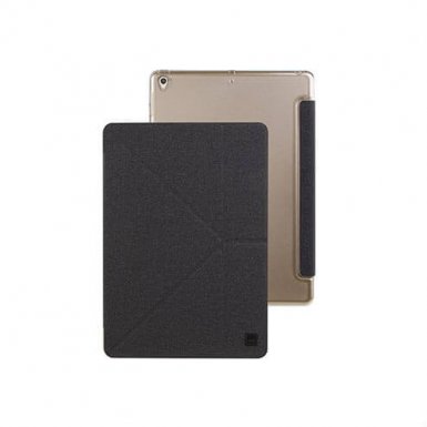 Uniq Yorker Kanvas Case - кожен кейс и поставка за iPad 6 (2018), iPad 5 (2017) (черен)