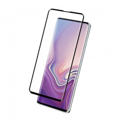 Eiger 3D Glass Case Friendly Full Screen Tempered Glass - калено стъклено защитно покритие с извити ръбове за целия дисплея на Samsung Galaxy S10E (черен-прозрачен)
