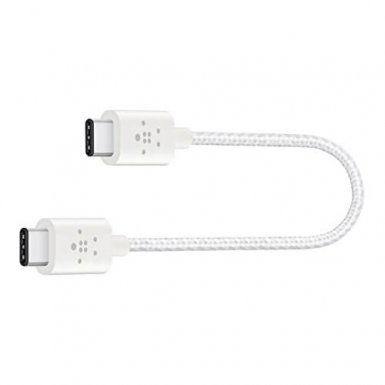 Belkin USB-IF Certified MIXIT Metallic USB-C to USB-C - кабел USB-C към USB-C (15 см.) (бял)
