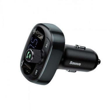 Baseus T-Typed Bluetooth FM Transmitter - блутут FM трансмитер и зарядно за кола за мобилни устройства (черен)