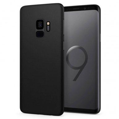 Spigen AirSkin Case - качествен ултратънък (0.36мм) кейс за Samsung Galaxy S9 (черен)
