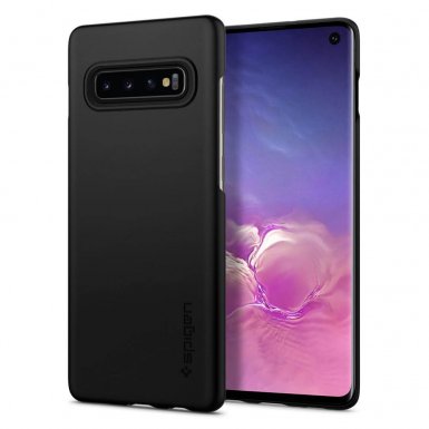 Spigen Thin Fit Case - качествен тънък матиран кейс за Samsung Galaxy S10 (черен)