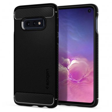 Spigen Rugged Armor Case - тънък качествен слииконов (TPU) калъф за Samsung Galaxy S10E (черен)