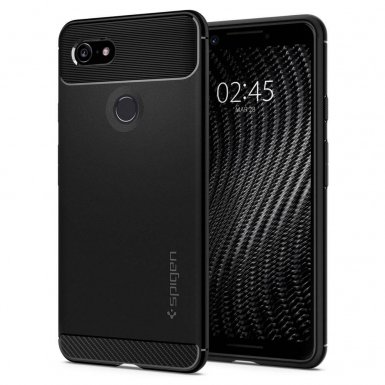 Spigen Rugged Armor Case - тънък качествен слииконов (TPU) калъф за Google Pixel 3 (черен)
