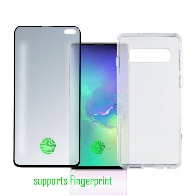 4smarts 360° Premium Protection Set UltraSonix - тънък силиконов кейс и стъклено защитно покритие за дисплея на Samusg Galaxy S10 Plus (прозрачен)