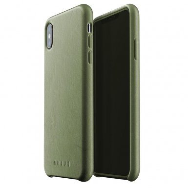 Mujjo Leather Case - кожен (естествена кожа) кейс за iPhone XS Max (маслинен)