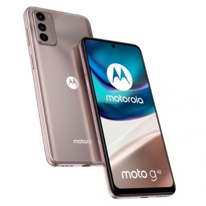 Motorola Moto G42, смартфон 6GB+128GB, тройна 50MP камера, 8-ядрен с две сим карти (Metallic Rose)