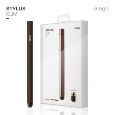 Elago Stylus Pen Slim - алуминиева писалка за iPhone, iPad, iPod и капацитивни дисплеи (кафяв)