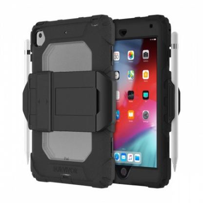 Griffin Survivor All Terrain Case - защита от най-висок клас за iPad mini 4, iPad mini 5 (2019) (черен-прозрачен) 