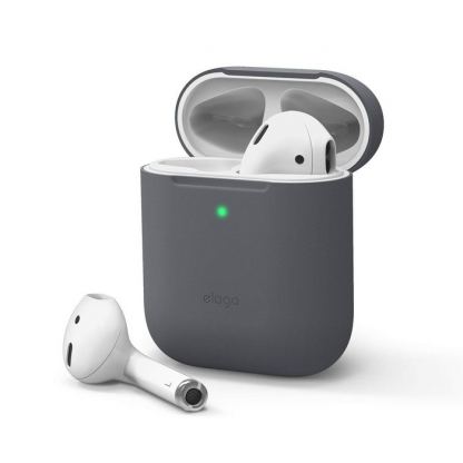 Elago Airpods Skinny Silicone Case - тънък силиконов калъф за Apple Airpods и Apple Airpods 2 with Wireless Charging Case (тъмносив) 