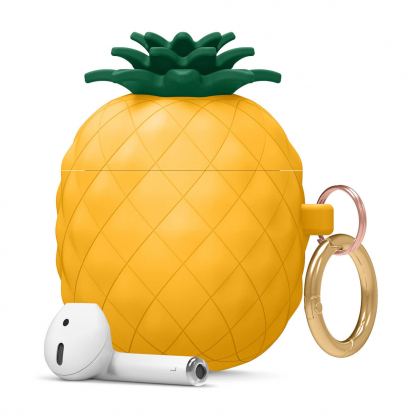 Elago Airpods Pineapple Design Silicone Case - силиконов калъф с карабинер за Apple Airpods и Apple Airpods 2 (оранжев)