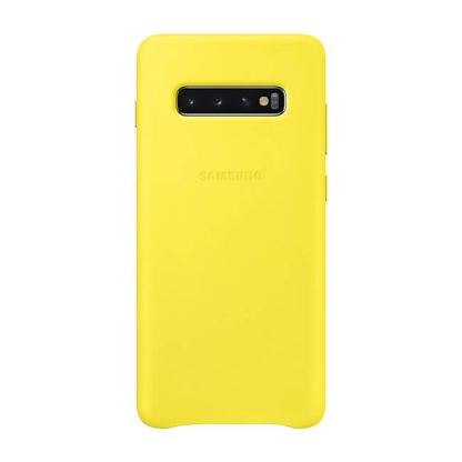 Samsung Leather Cover EF-VG975LYEGWW - оригинален кожен калъф (естествена кожа) за Samsung Galaxy S10 Plus (жълт)