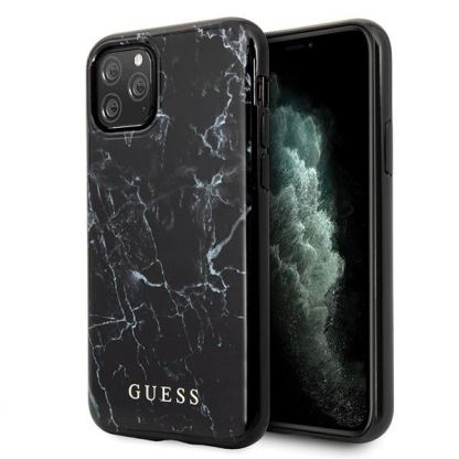 Guess Marble Case - дизайнерски кейс с висока защита за iPhone 11 Pro Max (черен)