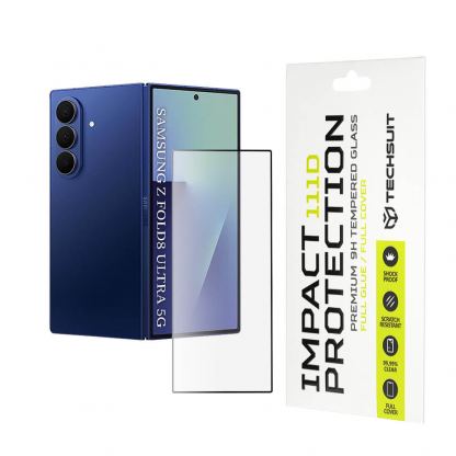 Калено стъклено защитно покритие за външния дисплей на Samsung Galaxy Z Fold8 Ultra  - Techsuit Full Glue Tempered Glass 111D (черен-прозрачен)