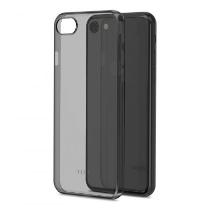 Moshi SuperSkin - тънък силиконов (TPU) калъф (0.35 mm) за iPhone SE (2020), iPhone 8, iPhone 7 (черен-прозрачен)