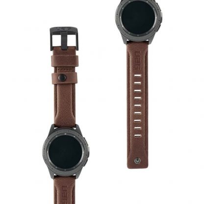 Urban Armor Gear Leather Strap - кожена (естествена кожа) каишка за Samsung Galaxy Watch 42мм (кафяв)