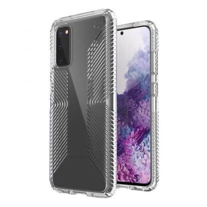 Speck Presidio Grip Case - удароустойчив хибриден кейс за Samsung Galaxy S20 (прозрачен)