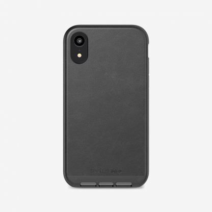 Tech21 Evo Luxe Case - хибриден кожен кейс с висока защита за iPhone XR (черен)