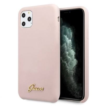 Guess Hard Silicone Case - силиконов (TPU) калъф за iPhone 11 Pro (розов)