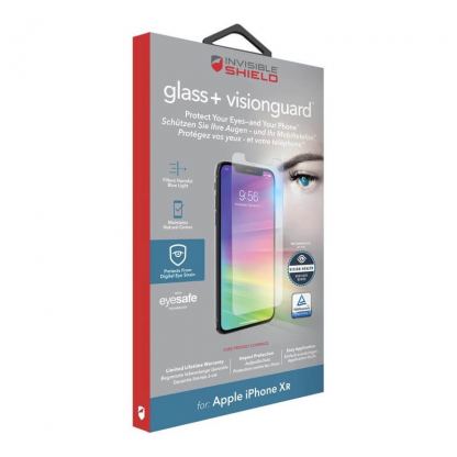Zagg Invisible Shield Glass+ VisionGuard - калено стъклено защитно покритие за дисплея на iPhone 11, iPhone XR (прозрачен)