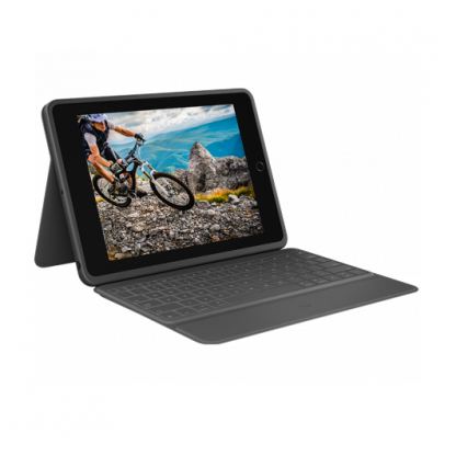 Logitech Rugged Keyboard Folio - безжична клавиатура, с удароустойчив кейс и поставка за iPad 7 (2019) (черен)
