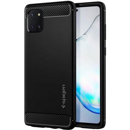 Spigen Rugged Armor Case - удароустойчив силиконов (TPU) калъф за Samsung Galaxy Note 10 Lite (черен)