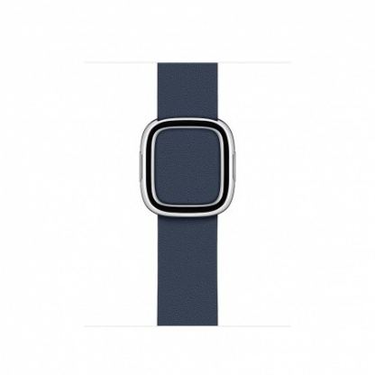 Apple Modern Buckle Band Medium - оригинална кожена каишка за Apple Watch 38мм, 40мм (тъмносин)