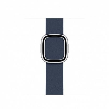 Apple Modern Buckle Band Small - оригинална кожена каишка за Apple Watch 38мм, 40мм (тъмносин)