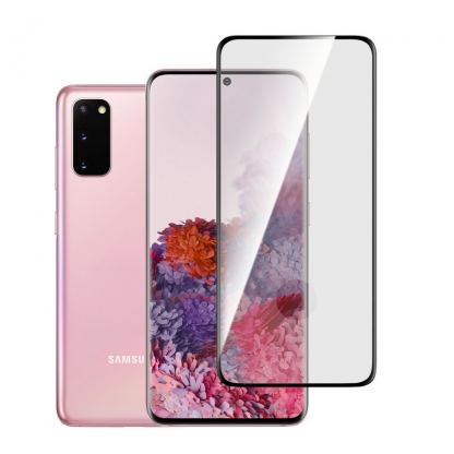 Torrii BodyGlass 3D Curved Edge Glass - калено стъклено защитно покритие с извити ръбове за целия дисплея на Samsung Galaxy S20 (черен-прозрачен)