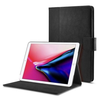 Spigen Folio Stand Case - кожен калъф и поставка за iPad 7 (2019) (черен)