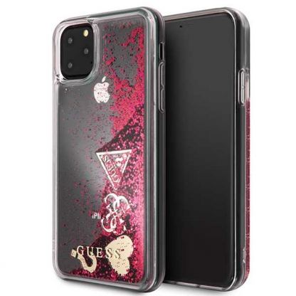 Guess Glitter Hard Case - дизайнерски кейс с висока защита за iPhone 11 Pro Max (червен)
