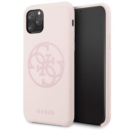 Guess 4G Tone on Tone Silicone Hard Case - силиконов (TPU) калъф за iPhone 11 Pro (розов)