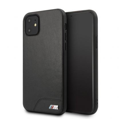 BMW M Collection Hard Case - кожен (естествена кожа) кейс за iPhone 11 (черен)