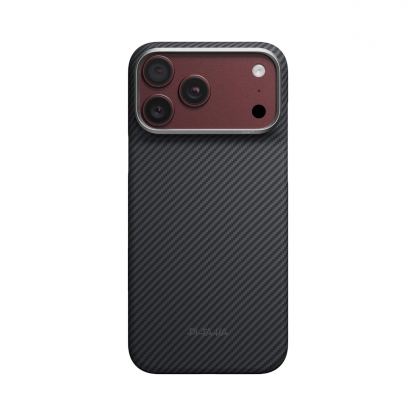  Кевларен кейс с MagSafe за iPhone 18 Pro Max, iPhone 17 Pro Max - Pitaka Edge Ultra-Slim Classic 600D Black-Grey (Twill) Aramid MagSafe Case