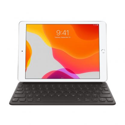 Apple Smart Keyboard INT - оригинален полиуретанов калъф, клавиатура и поставка за iPad 7 (2019), iPad Air 3 (2019), iPad Pro 10.5 (2017) (черен)