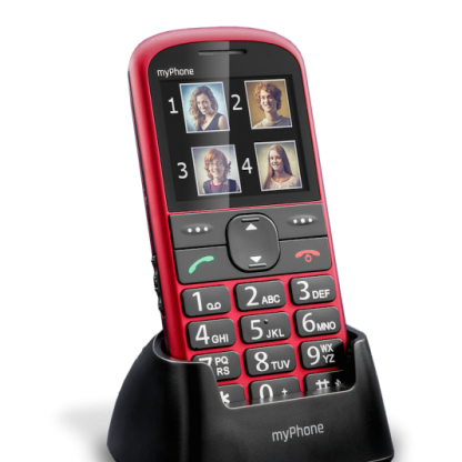 Телефон за възрастни хора myPhone New Halo + Dock подарък поставка за зареждане (червен)