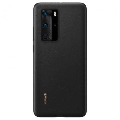 Huawei PU Case - оригинален полиуретанов калъф за Huawei P40 Pro (черен)