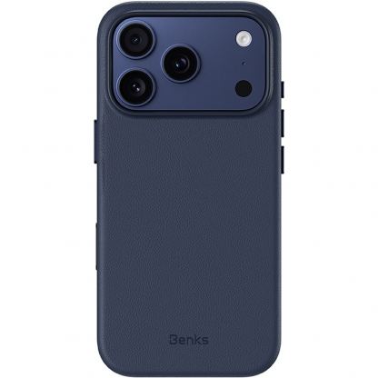 Кожен кейс с MagSafe за  iPhone 18 Pro, iPhone 17 Pro - Benks Magnetic Vita Pro Leather Case with Camera Control Button (blue)