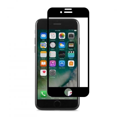 Moshi IonGlass - стъклено защитно покритие за целия дисплей на iPhone SE (2020), iPhone 8, iPhone 7, iPhone 6S, iPhone 6 (прозрачен-черен)