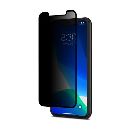 Moshi IonGlass Privacy - стъклено защитно покритие определен ъгъл на виждане за целия дисплей на iPhone 11, iPhone XR (прозрачен-черен)