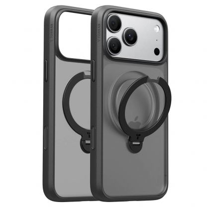Хибриден удароустойчив кейс с MagSafe и вградена поставка за iPhone 18 Pro, iPhone 17 Pro - Torras Ostand Q3 Spin MagSafe Case (black)