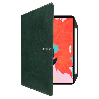 SwitchEasy CoverBuddy Folio Lite - кожен кейс с поставка и отделение за Apple Pencil 2 за iPad Pro 11 (2020) (тъмнозелен)