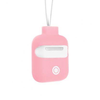 SwitchEasy ColorBuddy AirPods Case - силиконов калъф с лента за врата за Apple Airpods и Apple Airpods 2 with Wireless Charging Case (розов) 