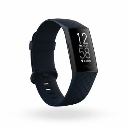 Fitbit Charge 4 (NFC) - гривна с дисплей за следене на дневната и нощна активност на организма за iOS и Android (син-черен) 