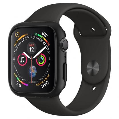 Spigen Thin Fit Case - качествен твърд кейс за Apple Watch 44 mm (черен)