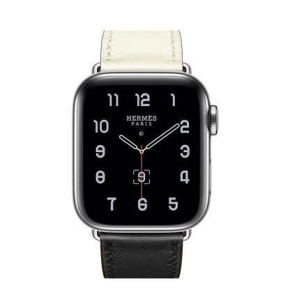 Apple Watch Hermès Series 5, 44mm Noir/Blanc/Gold Stainless Steel Case with Single Tour, GPS + Cellular - умен часовник от Apple