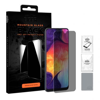 Eiger Mountain Glass Black Anti-Spy Privacy Filter Tempered Glass - калено стъклено защитно покритие с определен ъгъл на виждане за дисплея на Samsung Galaxy A30, Galaxy A50