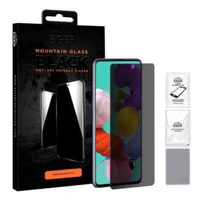 Eiger Mountain Glass Black Anti-Spy Privacy Filter Tempered Glass - калено стъклено защитно покритие с определен ъгъл на виждане за дисплея на Samsung Galaxy A51